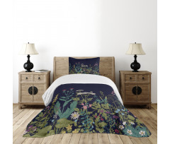 Rural Herbs Flowers Bedspread Set