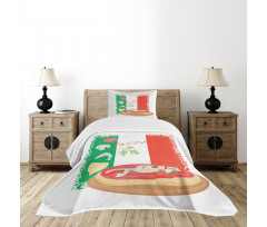 Italian Cuisine and Flag Bedspread Set