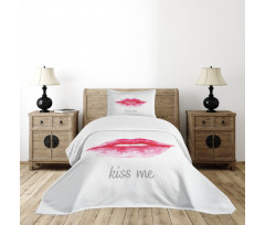 Pink Lipstick Kiss Me Bedspread Set