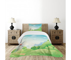 Cartoon Country Landscape Bedspread Set