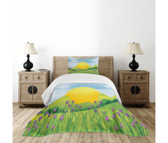 Mountains with Violets Bedspread Set