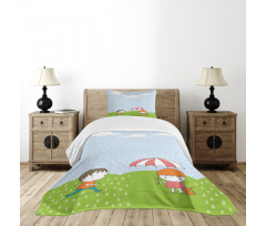 Boy and Girl in the Rain Bedspread Set