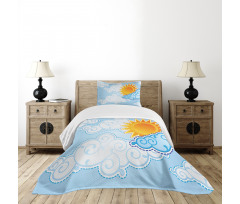 Cartoon Summer Swirls Bedspread Set