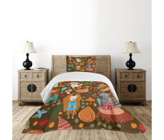 Raccoon and Butterfly Bedspread Set