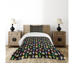 Funny Skulls Stars Bedspread Set