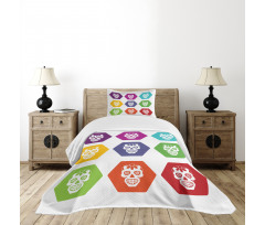 Hexagon Tiles Skull Bedspread Set