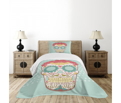 Floral Lady Skull Bedspread Set