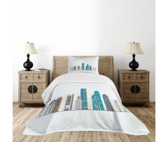 Flat City Illustration Bedspread Set