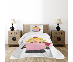 Woman Reading Note Bedspread Set