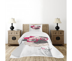 Cartoon Fashion Hipster Dog Bedspread Set