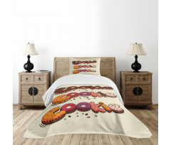 Doodle Style Bakery Theme Bedspread Set