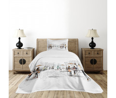 European Street Restaurant Bedspread Set