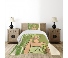 East Themed Beauty Lady Bedspread Set