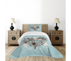 Heart Shape with Dragonflies Bedspread Set