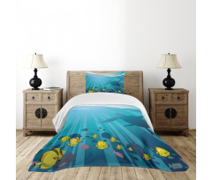 Fish in the Wavy Ocean Bedspread Set