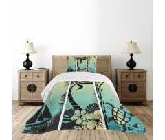 Grunge Tropical Land Bedspread Set