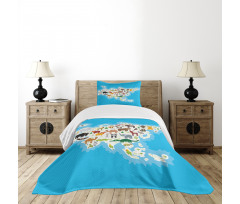 Eurasian Fauna Bear Fox Bedspread Set