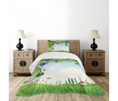 Rural Countryside Grapes Bedspread Set