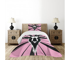 Graphic Goat Head Artwork Bedspread Set