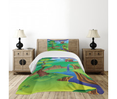 Cartoon Chinese Forest Bedspread Set