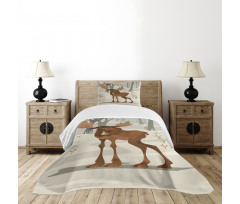 Funny Elk Mascot Bedspread Set