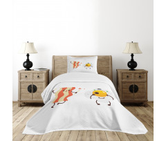 Funny Cartoon Characters Bedspread Set