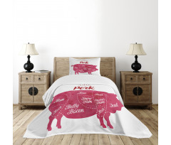 Cutting Pig Meat Diagram Bedspread Set