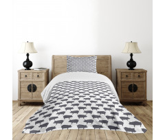 Domestic Pig Silhouettes Bedspread Set