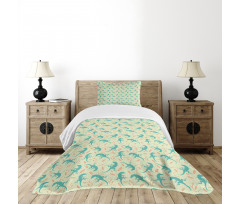 Reptiles with Leaves Bedspread Set