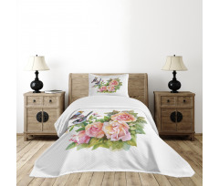 Sparrows on Roses Bedspread Set