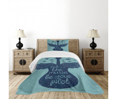 Guitar Wings Stars Words Bedspread Set