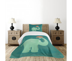 Elephant Holding Umbrella Bedspread Set