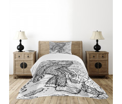 Mythical Yeti Creature Bedspread Set