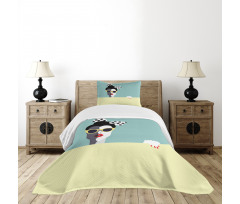 Retro Pop Art Young Woman Bedspread Set