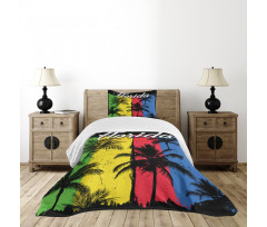 Grunge Palms Colorful Bedspread Set