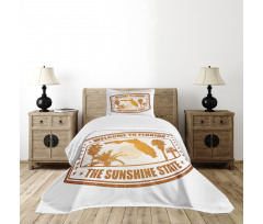 Orange Travel Stamp Bedspread Set