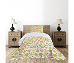 Pastel Graphic Apple Pear Bedspread Set