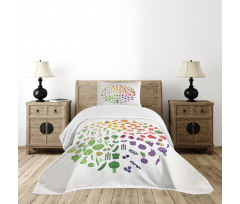 Colorful Food Circle Bedspread Set