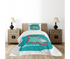 State Map with Bird Bedspread Set