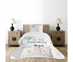 Air Balloon Sky Words Bedspread Set