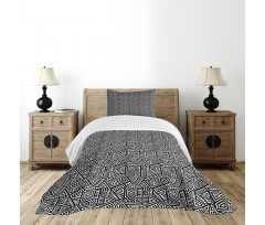 Boho Folk Geometric Maze Bedspread Set