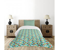 Doodle Fruit Pattern Bedspread Set