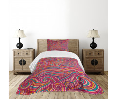 Colorful Vibrant Waves Bedspread Set