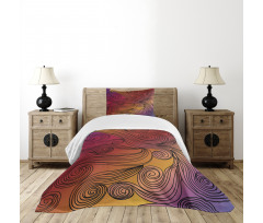 Doodle Waves with Stripes Bedspread Set