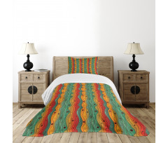 Wavy Vertical Lines Retro Bedspread Set