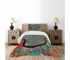 Colorful City Map Bedspread Set