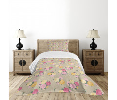 Vintage Rose Bunches Dots Bedspread Set
