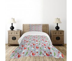 Romantic Tulip Daisy Bedspread Set