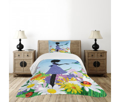 Lawn Blossomed Flowers Bedspread Set