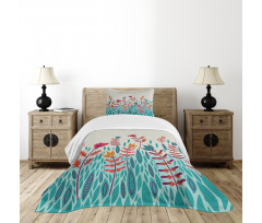 Doodle Poppy Flowers Bedspread Set